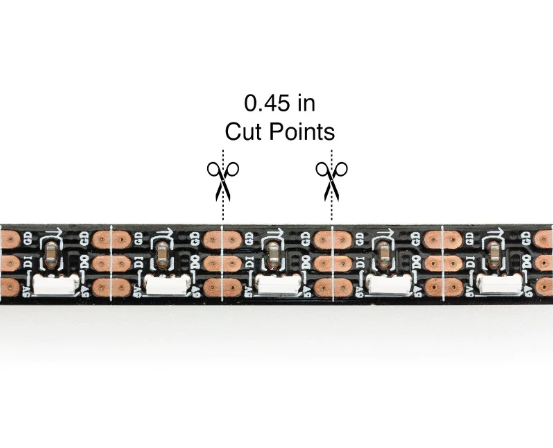 Side view SK6812 addressable mini 4020 RGB pixel LED strips